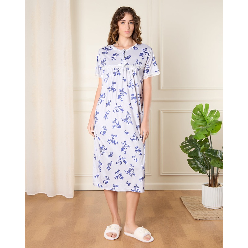 Women Purple Printed Nightgown