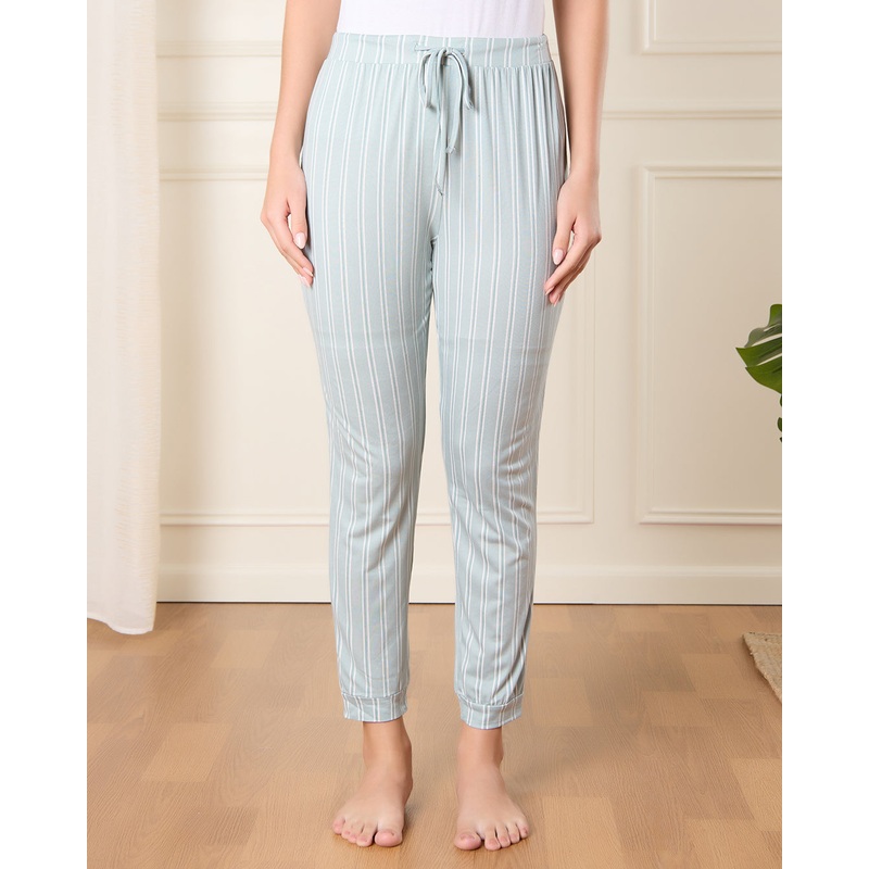 Women Teal And Pink Striped Pyjama Bottom Set (Pack Of 2)