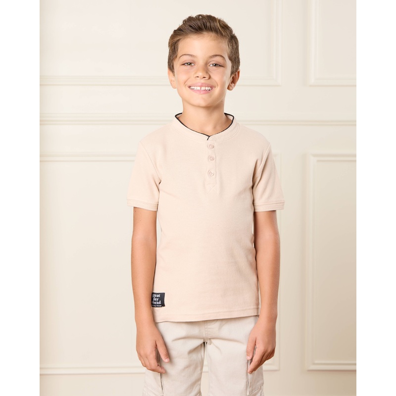 Boys Beige Basic Polo Shirt|2-3 Years|3-4 Years|4-5 Years|5-6 Years|6-7 Years|7-8 Years