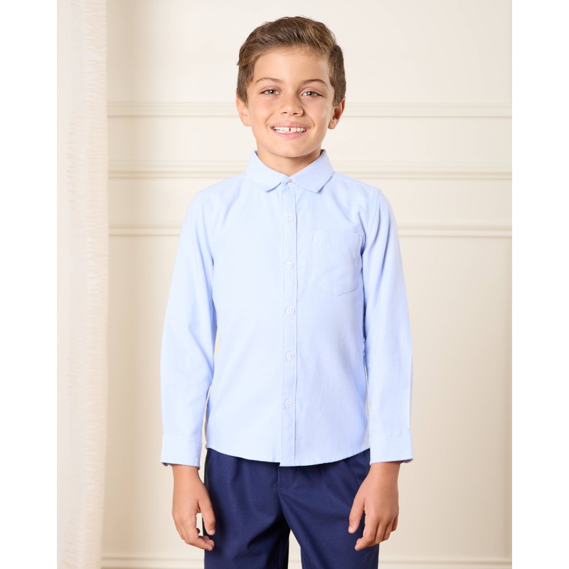 Boys Blue Long Sleeve Oxford Shirt