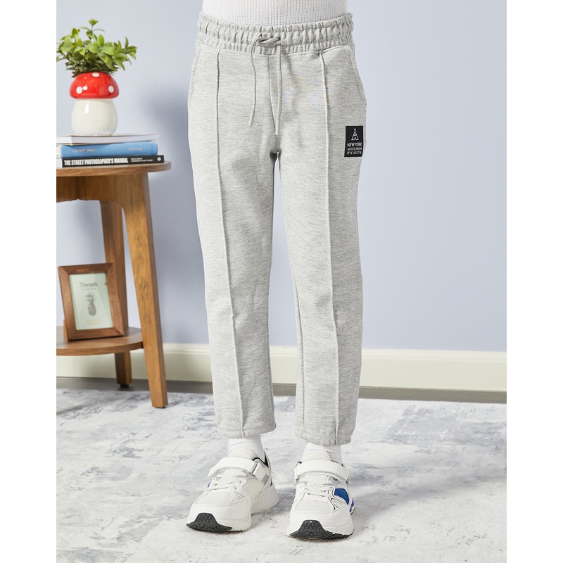 Boys Grey Interlock Track Pants