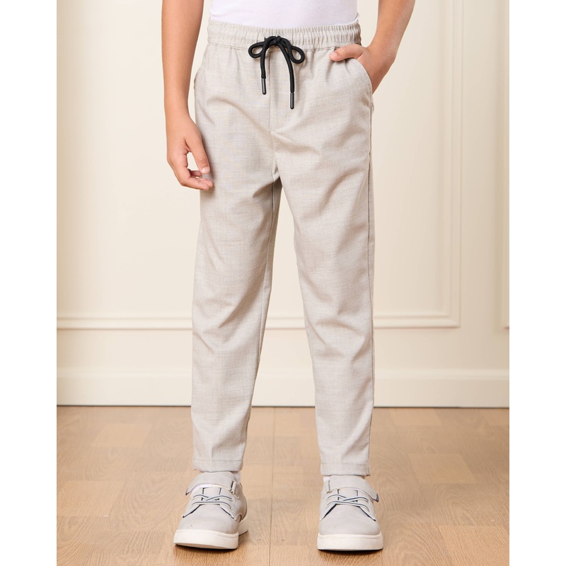 Boys Grey Solid Pull On Trouser