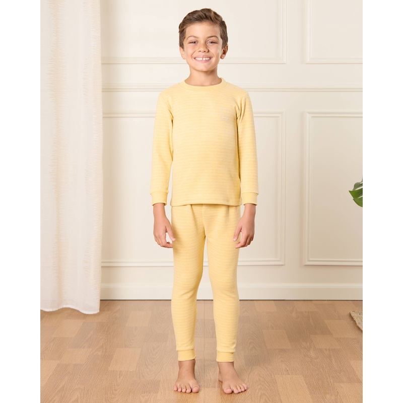 Boys Yellow Printed Pyjama Set