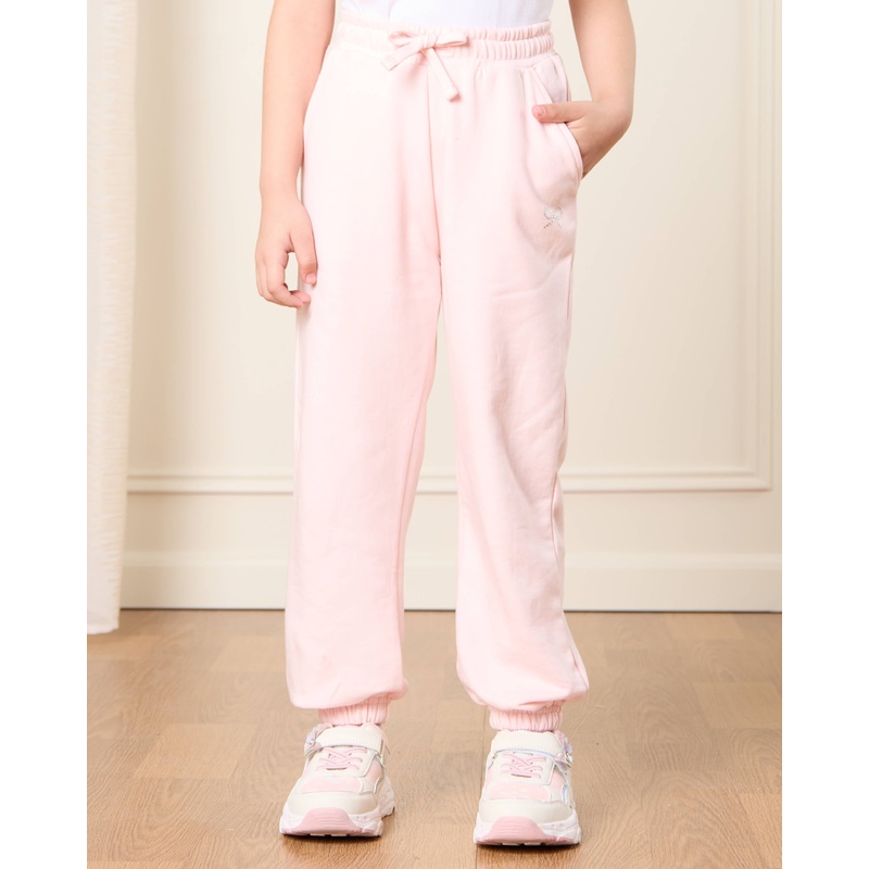 Girls Pink Embellished Track Pants