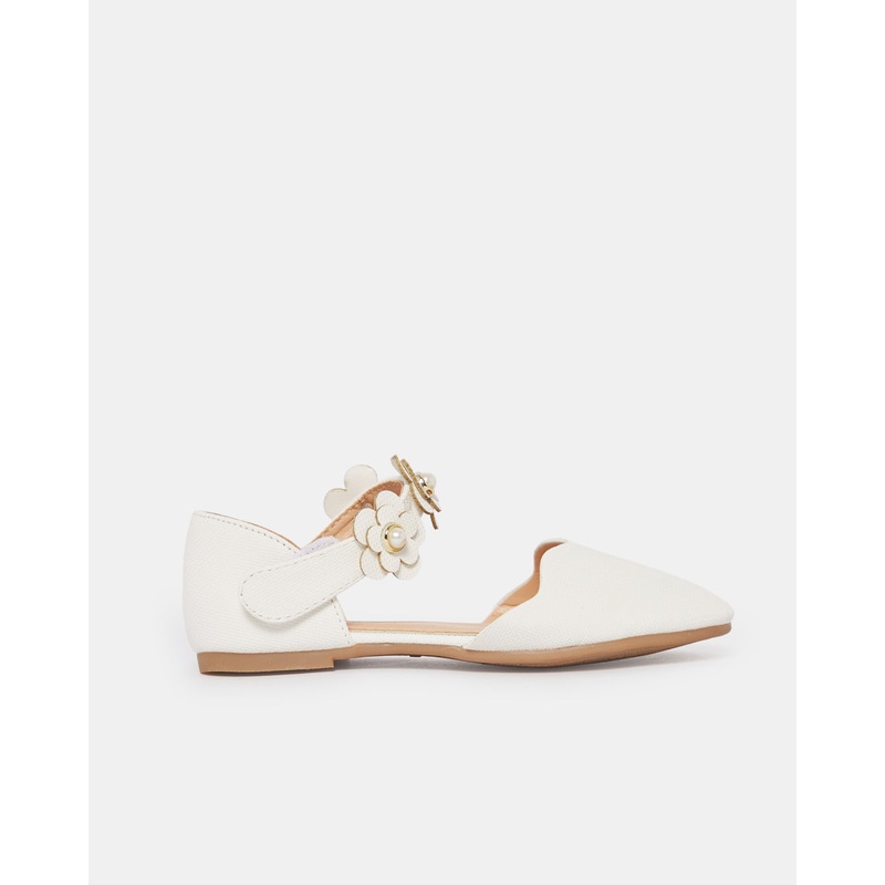 Girls White Floral Ballerinas|EU25|EU26|EU27|EU28|EU29|EU30