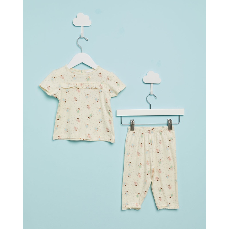 Infant Girls Ivory Printed Pyjama Set(2 Piece)