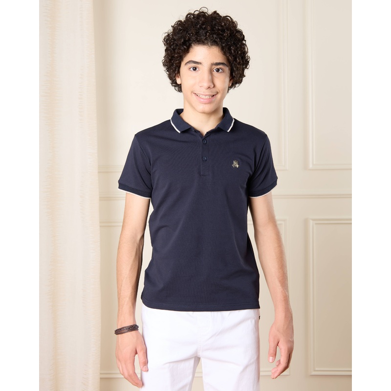 Senior Boys Navy Embellished Casual T-Shirt