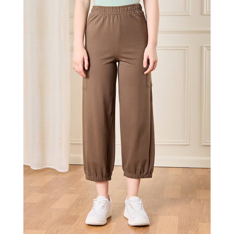 Senior Girls Brown Cargo Pocket Pants