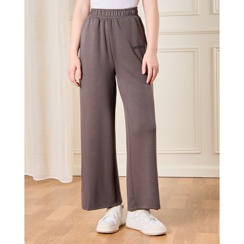 Senior Girls Brown Printed Wide Leg Pants