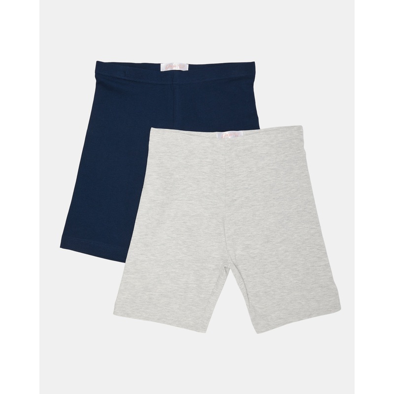 Senior Girls Navy And Grey Cycling Shorts (Pack of 2)