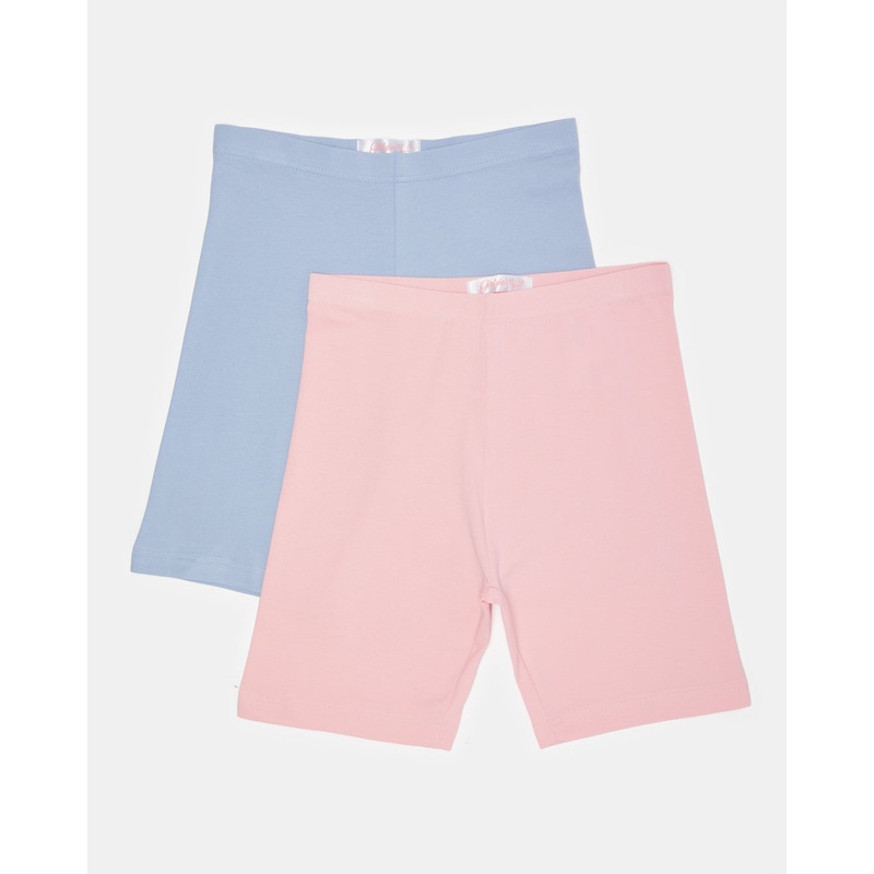 Senior Girls Pink And Blue Cycling Shorts (Pack of 2)
