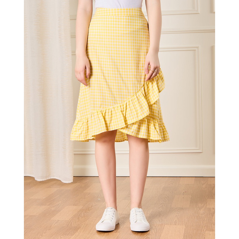 Senior Girls Yellow Checkered Skirt