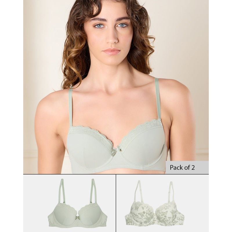Women Assorted T Shirt Bra Set (Pack of 2)