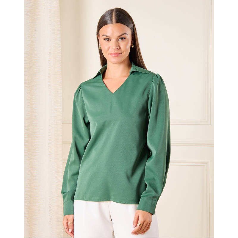 Women Green Solid Casual Blouse