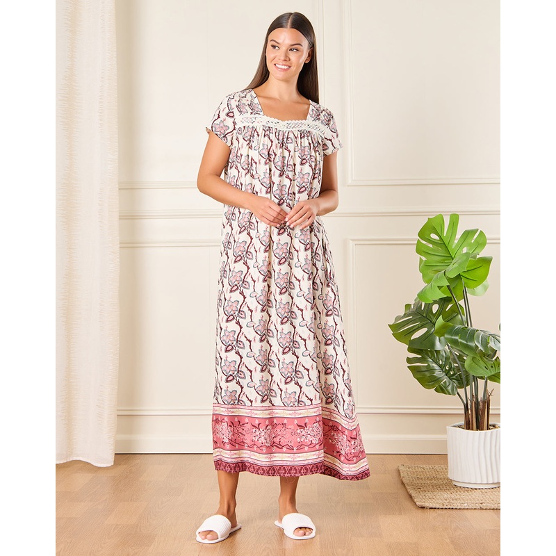 Women Multicolour Floral Print Nightgown