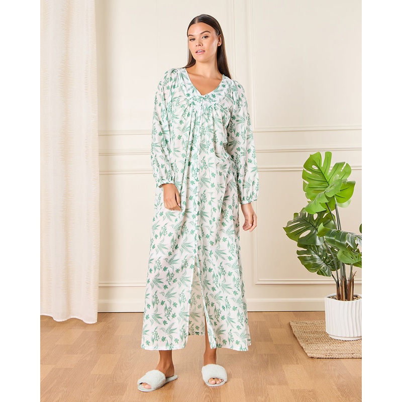 Women White All-Over Printed Nightgown