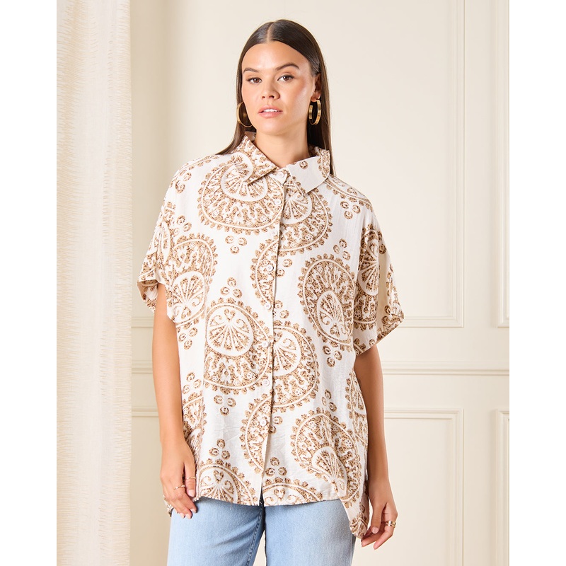 Women White Printed Casual Blouse