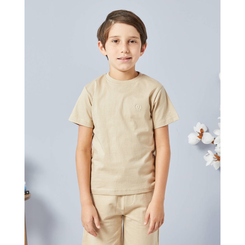 Boys Beige And Charcoal Shirt Set (Pack Of 2)