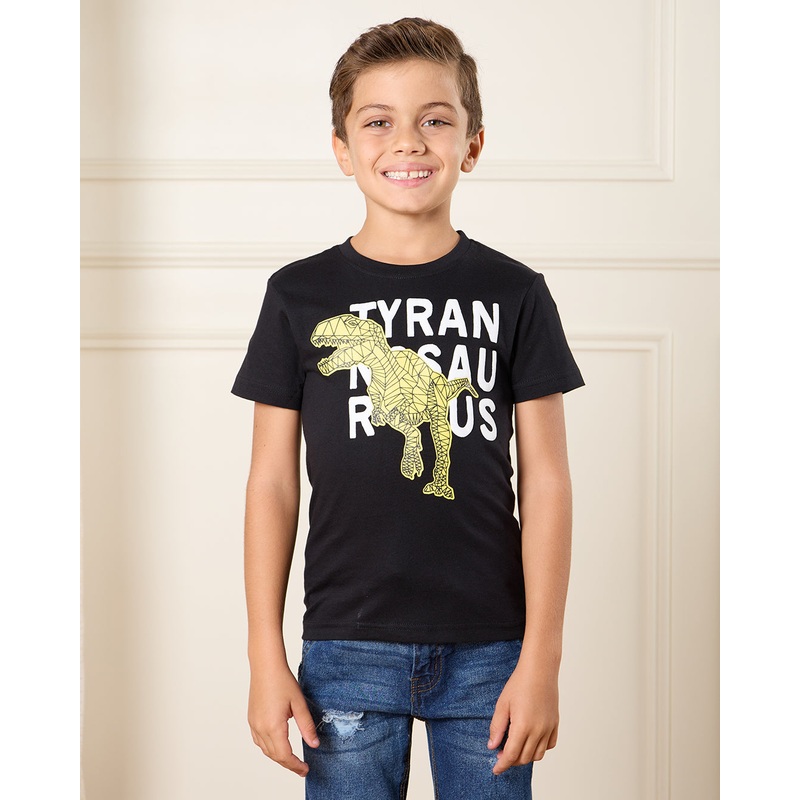 Boys Black Dino Print T-Shirt|2-3 Years|3-4 Years|4-5 Years|5-6 Years|6-7 Years|7-8 Years