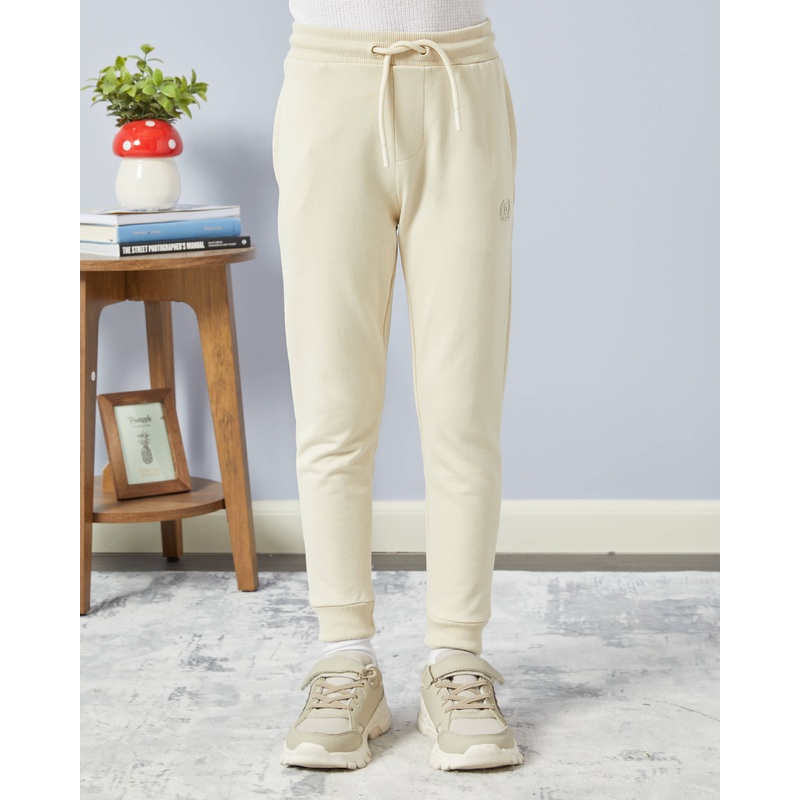 Boys Cream And Olive Active Pants Set (Pack of 2)