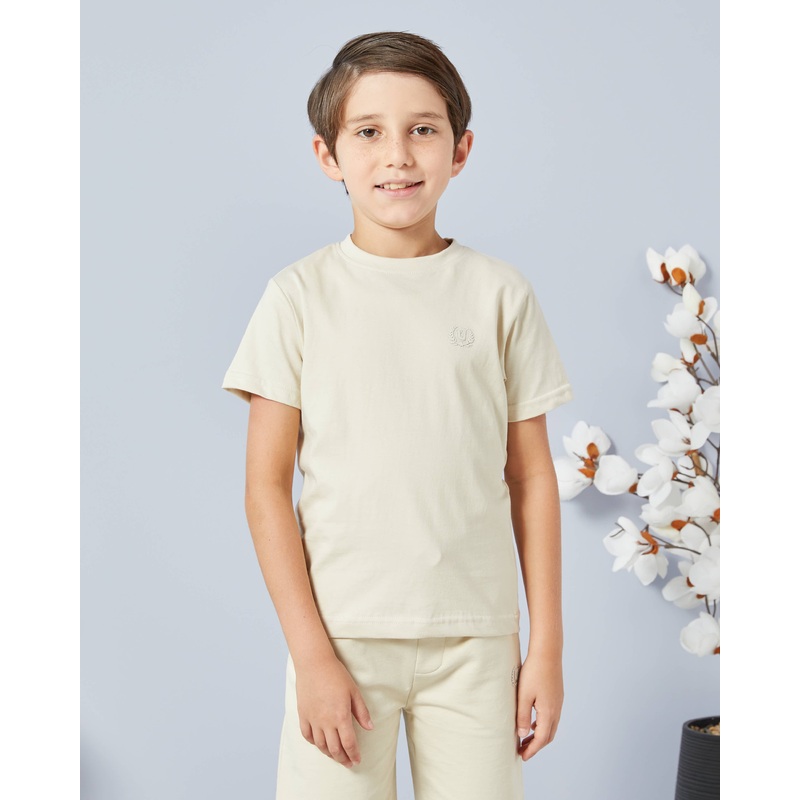 Boys Cream And Olive Shirt Set (Pack Of 2)