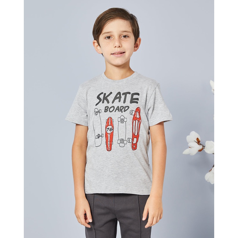 Boys Grey Skate Print T-Shirt|2-3 Years|3-4 Years|4-5 Years|5-6 Years|6-7 Years|7-8 Years