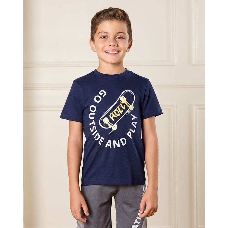 Boys Navy Short Sleeves T-Shirt