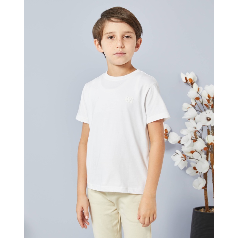Boys White Solid T-Shirt Set (Pack Of 2)