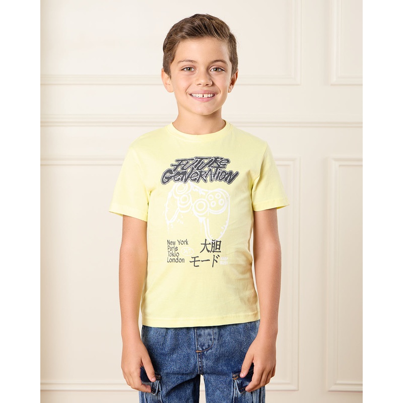 Boys Yellow Future Generation Print T-Shirt