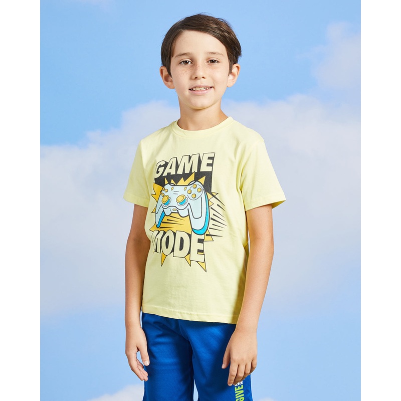 Boys Yellow Game Mode Print T-Shirt