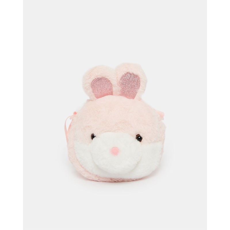 Girls Pink Faux Fur Crossbody Bag