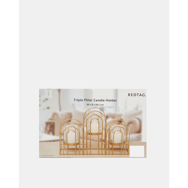 Gold Triple Pillar Candle Holder
