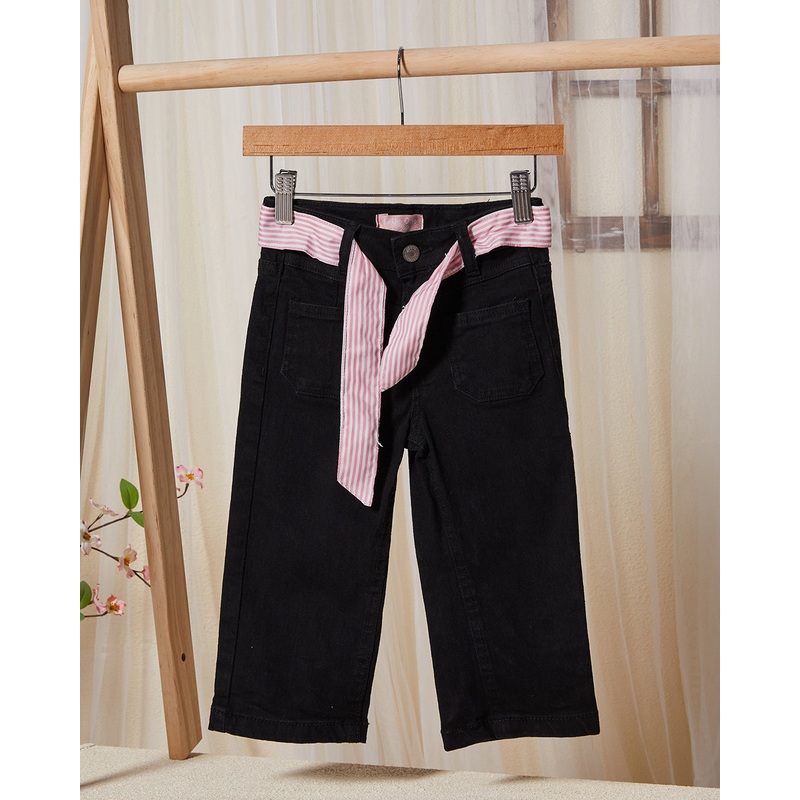 Infant Girls Black Belted Jeans