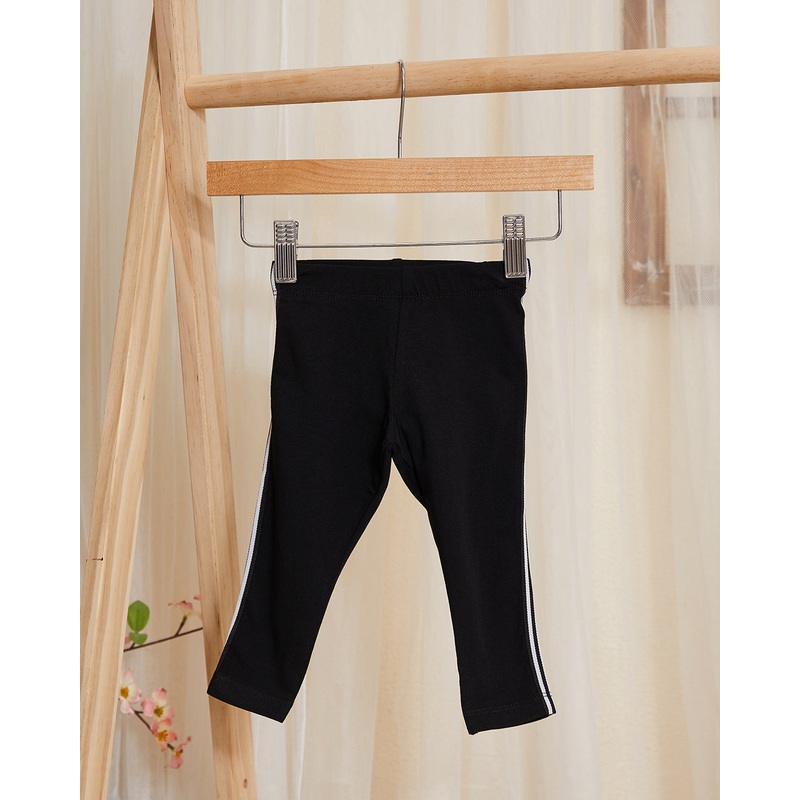 Infant Girls Black Leggings With Side Tape