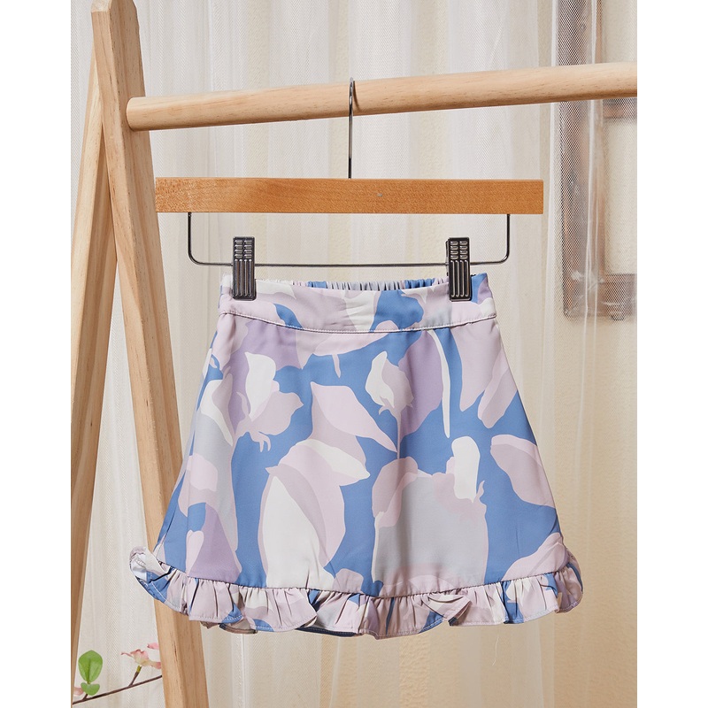 Infant Girls Blue Floral Print Skirt