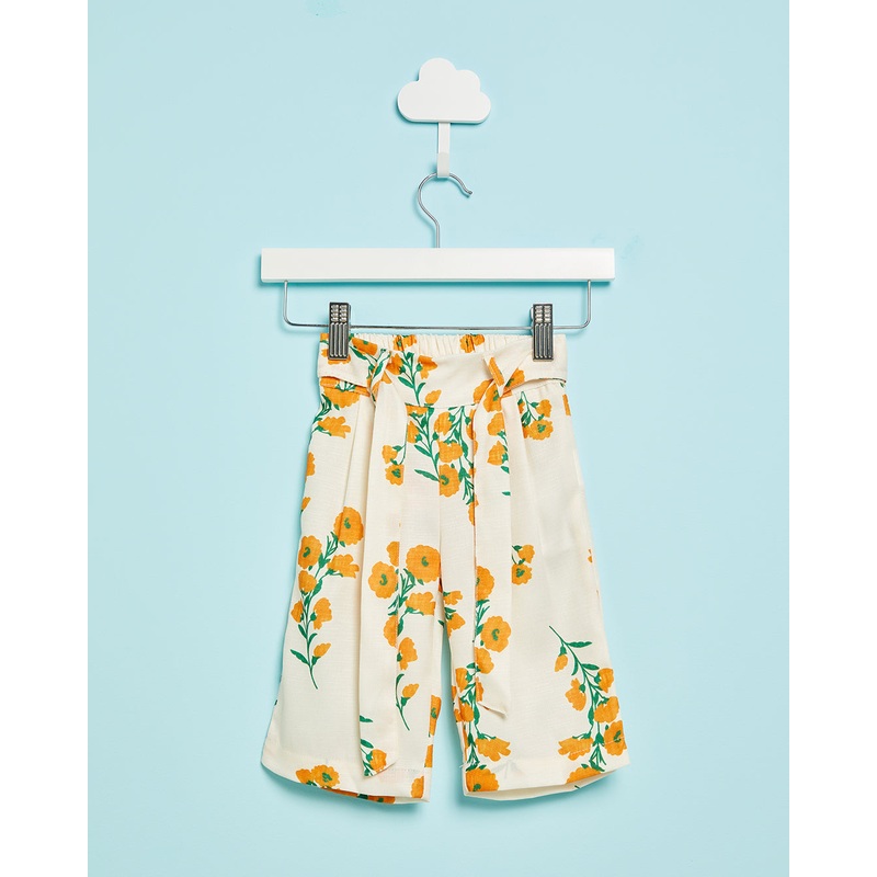 Infant Girls Cream Printed Casual Trousers