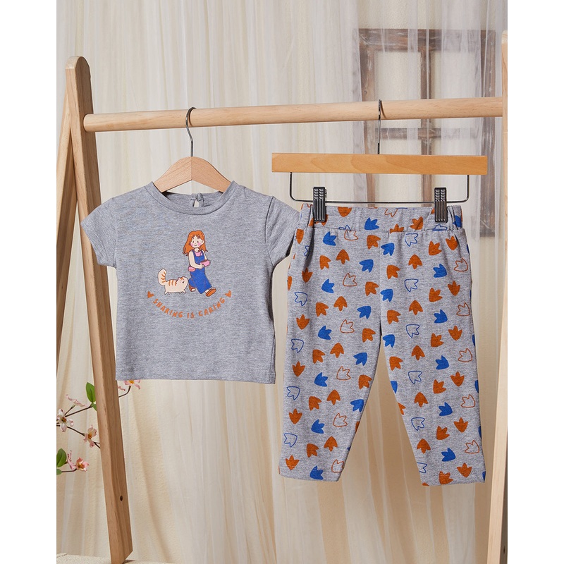 Infant Girls Grey Print Pyjama Set (2 Piece)