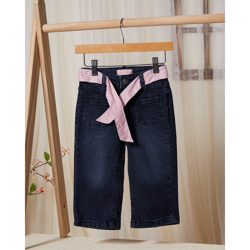 Infant Girls Navy Belted Jeans