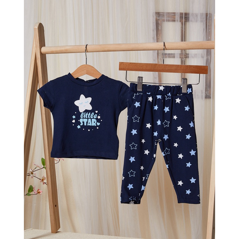 Infant Girls Navy Print Pyjama Set (2 Piece)
