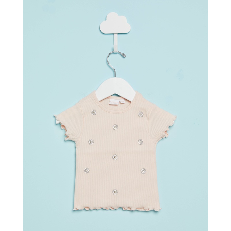 Infant Girls Peach Embroidered T-Shirt