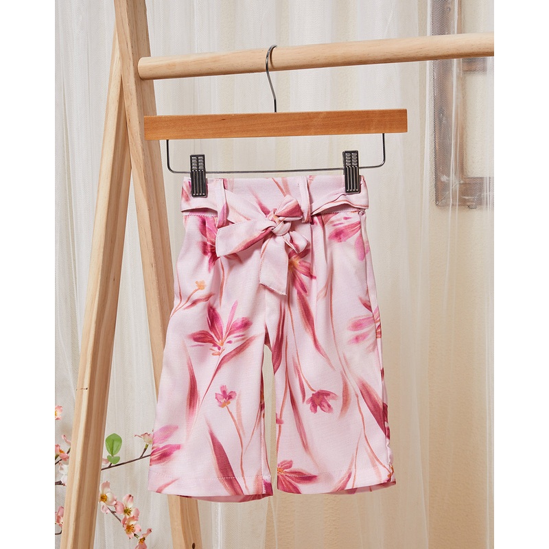 Infant Girls Pink And White Leaves Print Casual Trouser