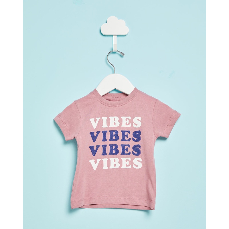 Infant Girls Pink Printed Casual T-Shirt