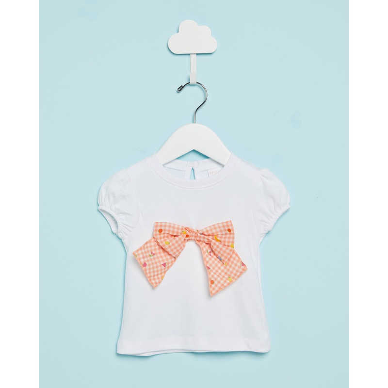 Infant Girls White Embroidered T-Shirt