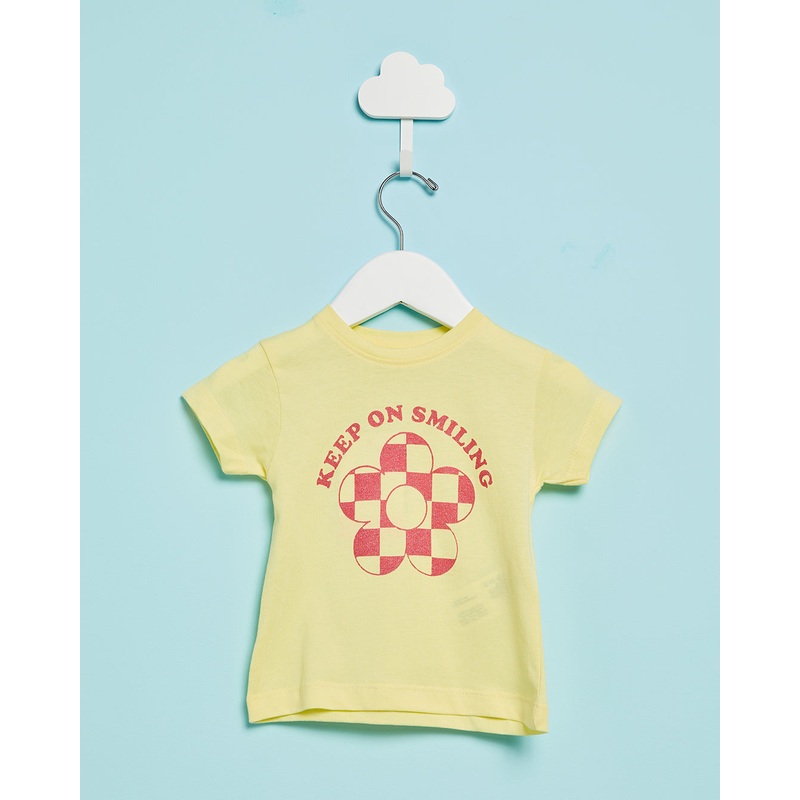 Infant Girls Yellow Printed Casual T-Shirt
