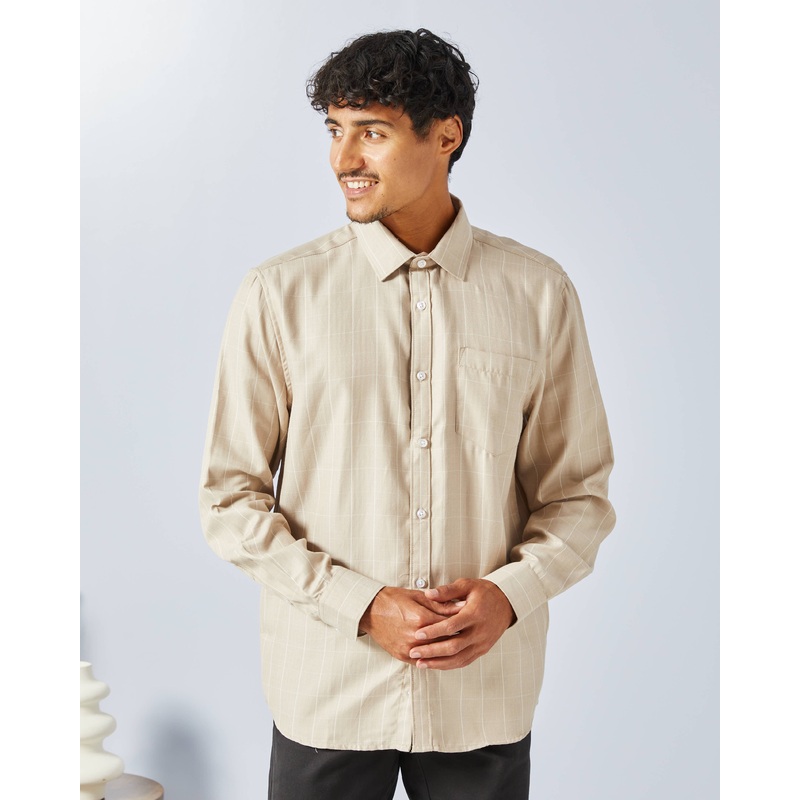 Men Beige Checkered Shirt|Small|Medium|Large|X-Large|XX-Large
