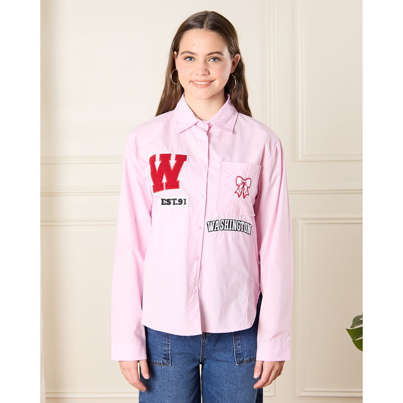 Senior Girls Pink Shirt With Patches