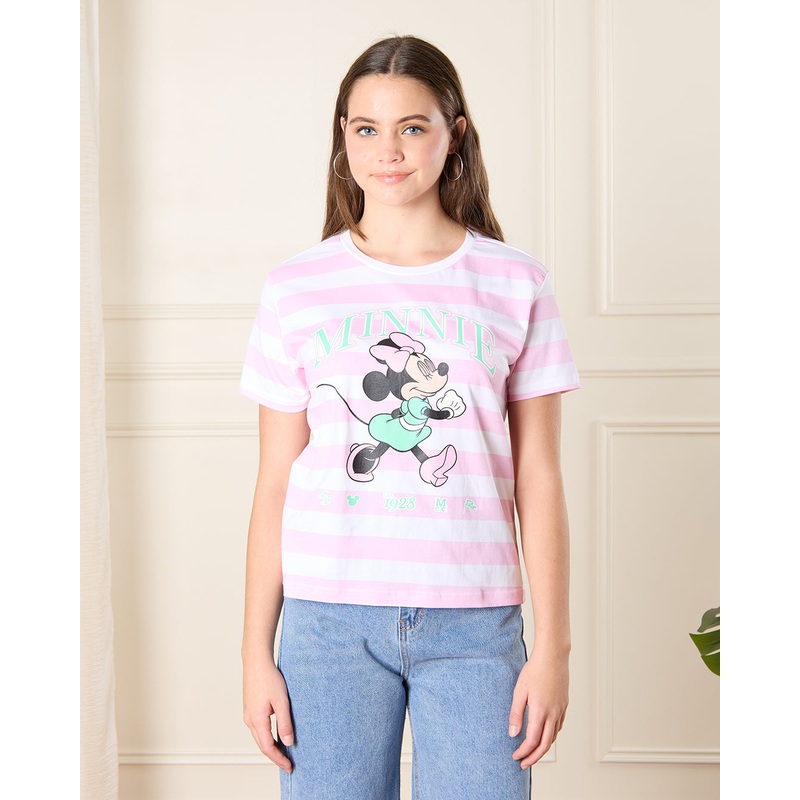 Senior Girls White And Pink Minnie Mouse T-Shirt