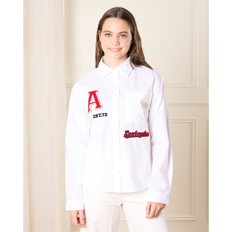 Senior Girls White Shirt With Patches