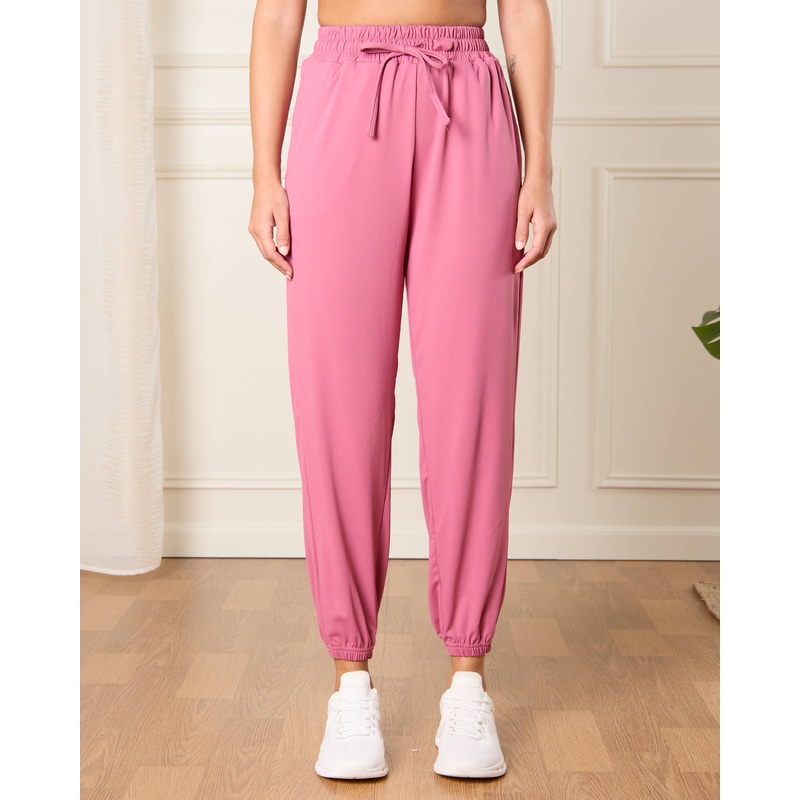 Women Pink Solid Active Legging