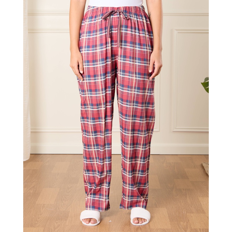 Women Red Checkered Pyjama Bottoms